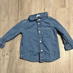 H&M Blue Button Down Denim Shirt with Rolled Sleeves 6-9M